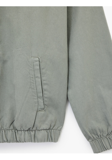 Koton Pamuklu Cepli Uzun Kollu Fermuarlı Oversize Kapşonlu Jean Ceket Taş 6wam50003nd Taş