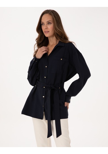 Pierre Cardin Kadın Lacivert Gömlek Desenli 50314120-vr033 Lacivert