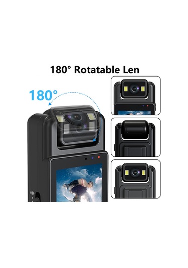 Geeksen Siyah Wıfı Mini Gönüllü Kamerası - 1080p Full Hd, 180 Döner Lens, Gece Görüşü, Hareket Algılama, Dahili Pil