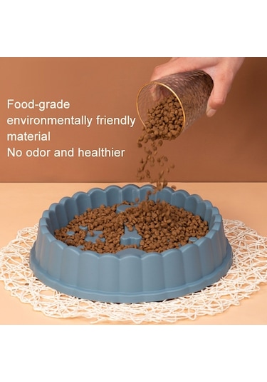 Cbtx Yavaş Yemek Kasesi Boğulma Önleyici Köpek Kasesi Kedi Köpek Mama Kasesi Mavi