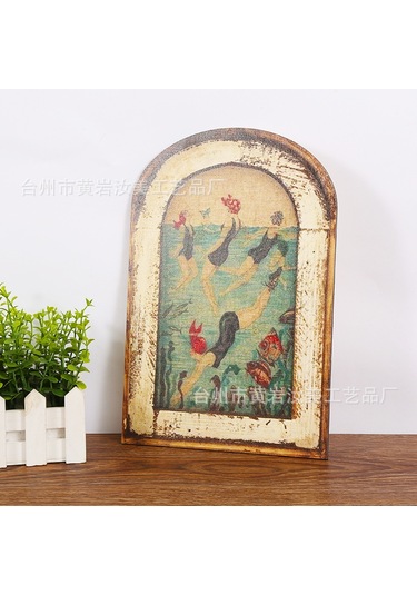 Moveevo Köy Stili Duvar Dekoru - Amerikan Köyü Stili Antika Hamam Dekorasyonu Ahşap Sanayi Eseri - Yüzüyor Kadın Resmi Diğer