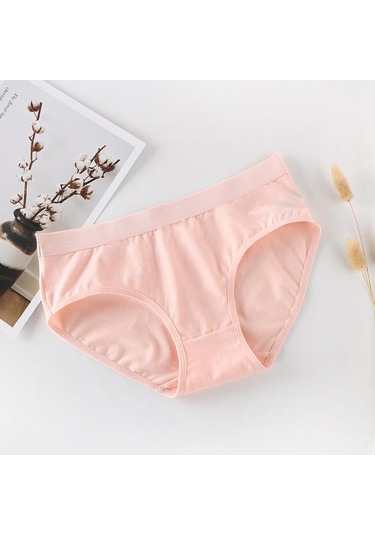 Acı Turuncu Düz Renk Dikişsiz Nefes Alabilir ve Rahat Orta Bel Saf Pamuklu İç Çamaşırı Kadın Orta Bel Büyük Boy Alt Külot Somon