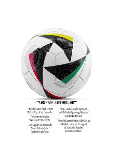 Telvesse Yeni Sezon 2024 Avrupa Pompalı Sert Zemin Halı Saha Futbol Topu No:5 FT515 Çok Renkli