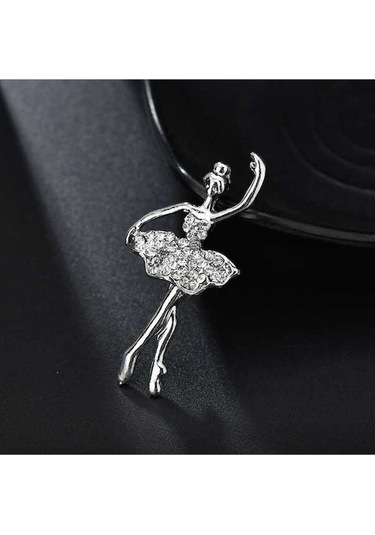 Flybuy Kristaller Gümüş Etek Dansçısı Çiçek Broş Balerinler Bale Ty Gümüş