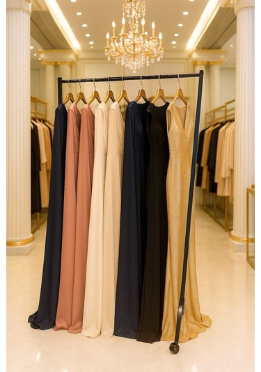 Premium 130 Cm Çelik Konfeksiyon 105 Cm En Elbise Askılık Tekerlekli Demonte Portmanto Hanger Siyah