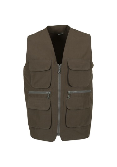 Erkek Haki Renk Keten Yelek Normal Kesim Rar01304 Haki