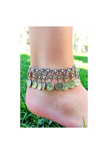 Antik Gümüş Kaplama Çift Sıra Boncuk & Tuğra Şekilli El Yapımı Ka