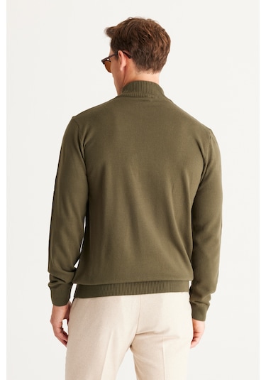 Altinyildiz Classics Erkek Haki Standart Fit Normal Kesim Yarım Balıkçı Yaka Triko 4A4923100005HAK3XL Haki