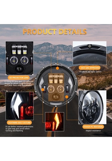 Ebitda 7 Drl - Dönüş Düşük Sinyali Araba Motosiklet Led Far Siyah 1 Adet, Araba Ve Motosiklet İçin Siyah