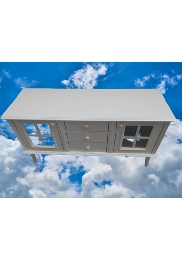 Bengimobilya Tv Sehpası Windovs Model Pencere Ahşap Kayın Torna Retro Ayak Bey