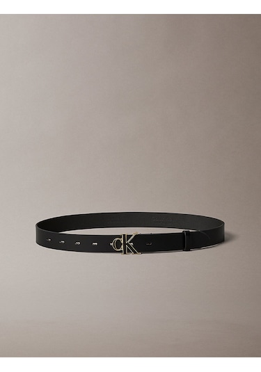 Kadın Round Ck Buckle 30mm Inlay Kemer Siyah