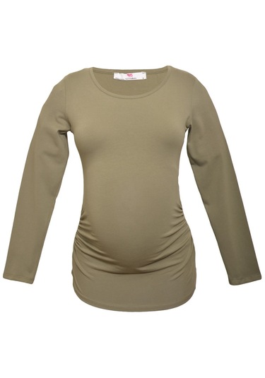 Luvmabelly 2301-2309 Pamuklu Uzun Kollu Hamile T-shirt-haki