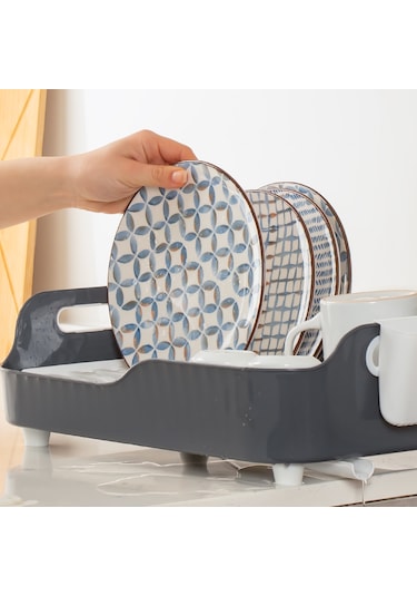 Porsima Akl-060 Gri Lüks Tabaklık Bulaşıklık Su Akıtma Kanallı Gri