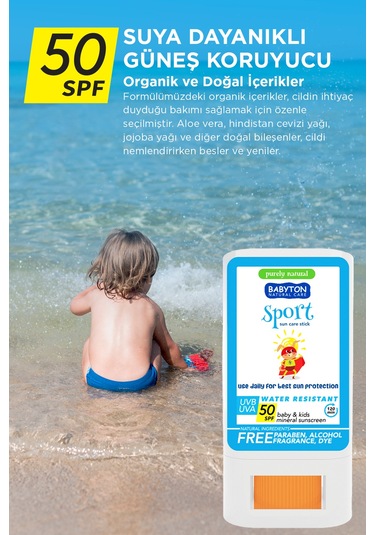 Suya Dayanıklı Doğal Güneş Stick Spf 50