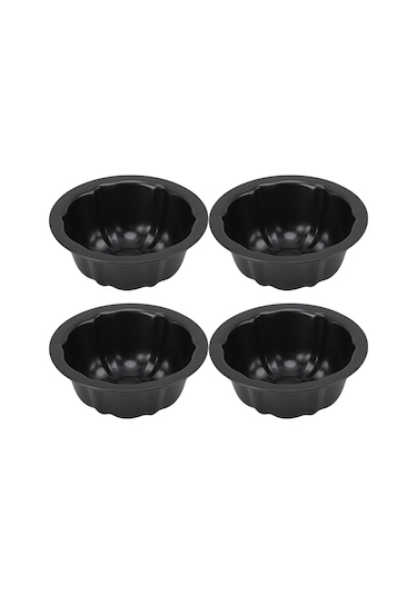 Shineyee 4 Adet 4 İnç Çelik Puding Kalıbı, Anti Yapışkan Kaplama, Profesyonel Fırın, Tatlı/mousse/çikolata Hazırlama, Ev Ve Pastane Kullanıma Uygun Diğer