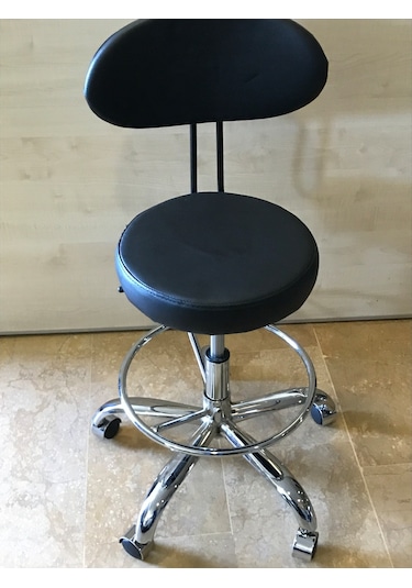 Dekofis Bari Arkalıklı Krom Ayak Ve Çemberli Tabure