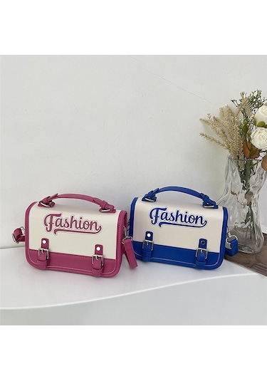 Jzcat Kadın Trendy Çok Yönlü Moda Kontrast Renk Messenger Çanta - Mavi