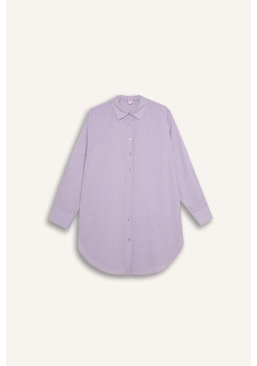DeFacto Regular Fit Pamuklu Plaj Gömleği-Fall in Love W8241AZ24SMPR33 Mor DeFacto Regular Fit Pamuklu Plaj Gömleği-Fall in Love W8241AZ24SMPR33 Mor