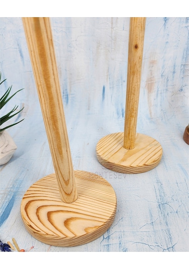 2 Ad Çam Ağacı Kağıt Havluluk Ahşap Peçetelik Mutfak Düzenleyici