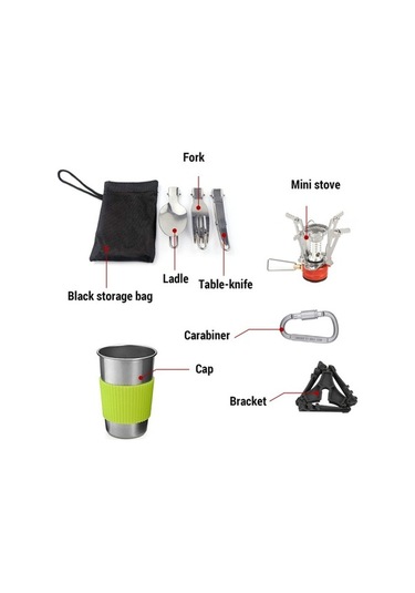 Createtech Taşınabilir Kamp Seti - Yürüyüş, Piknik Ve Pişirme Çözümleri Renkli Skycity 1-2 Kişilik Çok Renkli