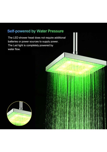 Led Yağış Duş Başlığı Kare Duş Başlığı Banyo Için Otomatik Gümüş Gümüş