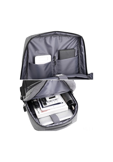 Shineyee 15.6" Usb Bağlantılı Şarj Portlu Büyük Kapasiteli Oxford Kumaş Laptop Sırt Çantası - Seyahat Ve İş Kullanımı Koyu Gri