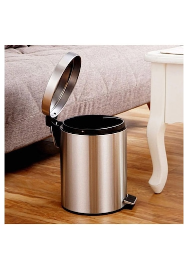 12 Lt Vintage Paslanmaz Pedallı Çöp Kovası Metalik Gri