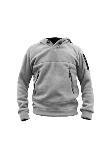 Genius Store Store Erkek Polar Outdoor Kapşonlu Kombat Tactical Cepli Polar Gri