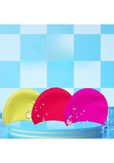 Geeroyoo Erkek Kadın Silikon Yüzme Şapka Saç Korumalı Kulaklı Uzun Saçlı Sporcu Su Sporları Mor Diğer