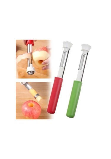 Cbtx 2'si 1 Arada Meyve Soyma Ve Çekirdek Pompalama Aleti Paslanmaz Çelik Sebze Oyacağı Yeşil Beyaz