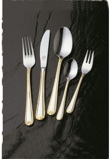 Renate Parlak Altın Solingen 96 Parça Kutulu Çatal Kaşık Bıçak Altın