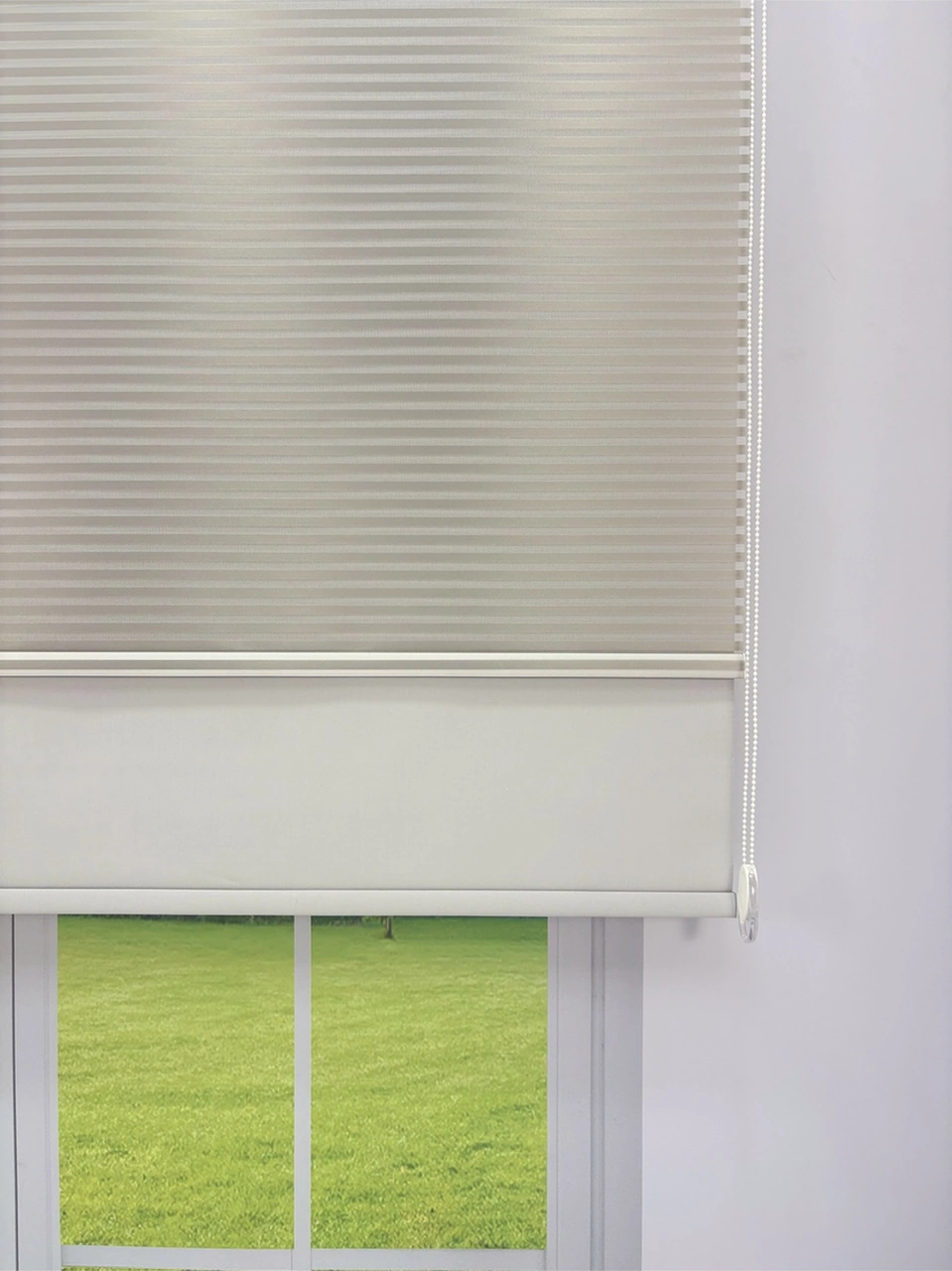 Luna Serisi Açık Gri Tül Açık Gri Stor Perde Işık Kontrollü, Çift Mekanizmalı, Kolay Montaj Açık Gri