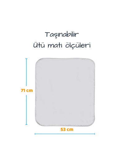 Beylini Ütüleme Matı Masası Kılıfı Örtüsü Bezi, Keçeli,Süngerli 53x71 cm Gri