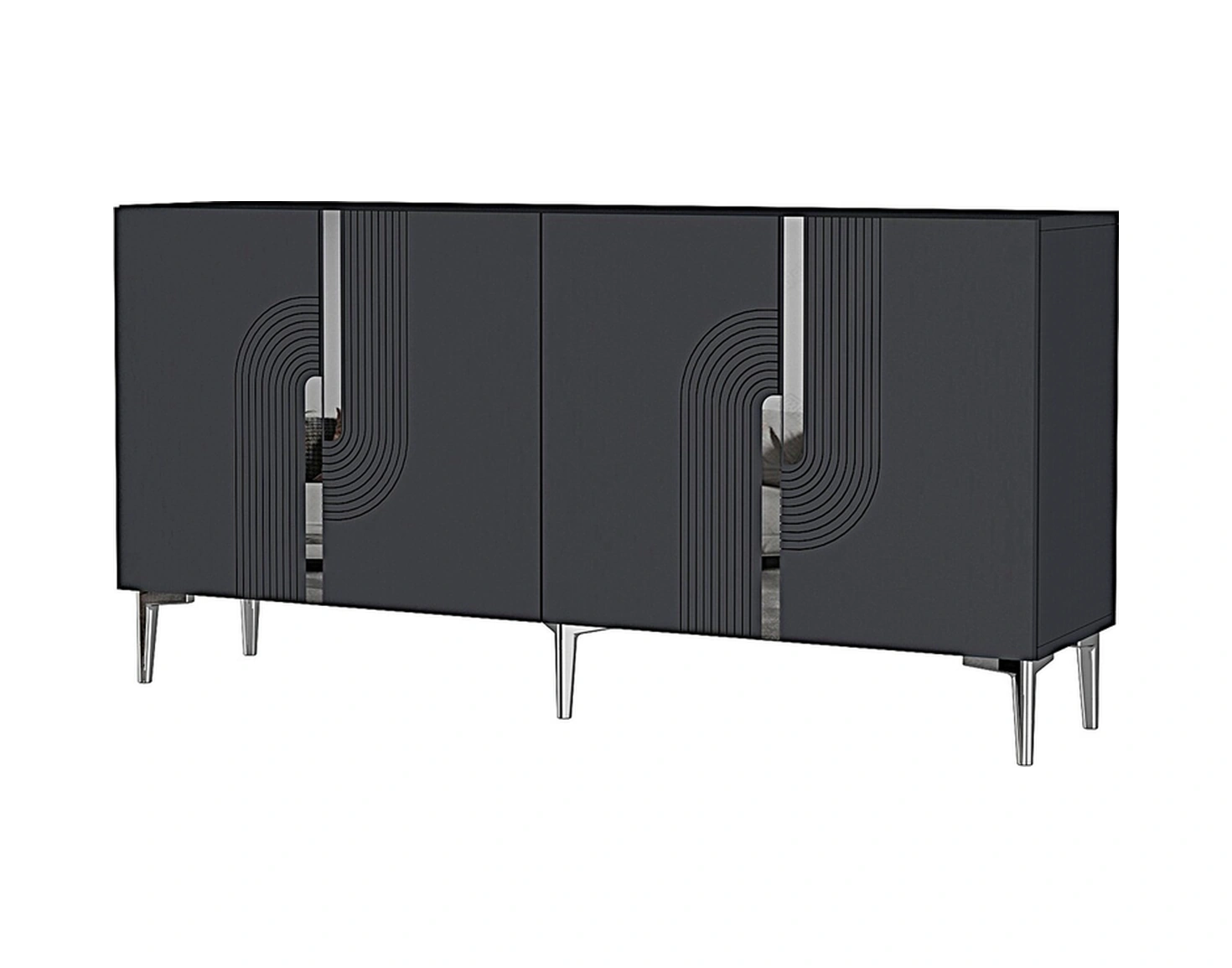 Ka1516as Meyra Konsol, Kahve Köşesi, Tv Sehpası Antrasit-sılver 150cm Antrasit