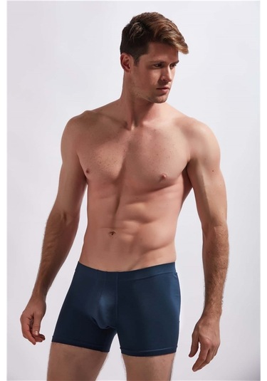 Josejuan 3'Lü Erkek Boxer Koton Likralı Yan Dikişsiz 1001-Gri Melanj - Bordo - Indigo
