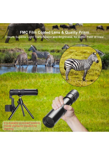 Wezone 10-300x40 Bak4 Prisma Fmc Lens Tek Gözlük Teleskopu - Su Geçirmez, Telefon Uyumlu, Taşıma Çantası İle
