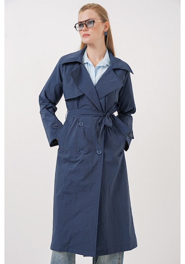 Bigdart 5938 Kruvaze Yaka Trençkot - Lacivert
