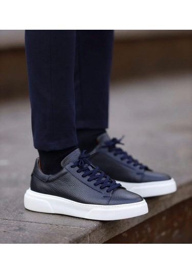 Taşpınar %100 Hakiki Deri Ortopedik Yazlık Hafif Erkek Rahat Günlük Sneaker 38-47 Lacivert