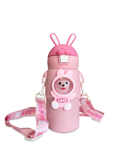 Pembe Tavşan Kulaklı Çoçuk Termosu Paslanmaz Çelik Pembe