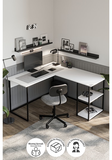 Bofigo Çalışma Masası Ofis Masası Köşe Masa Bilgisayar Masası Odin Beyaz Bofigo Çalışma Masası Ofis Masası Köşe Masa Bilgisayar Masası Odin Beyaz