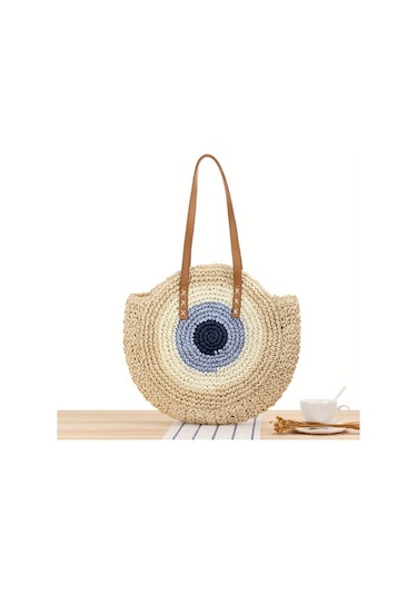 Yuvarlak Hasır Dokuma Kadın Çantası,