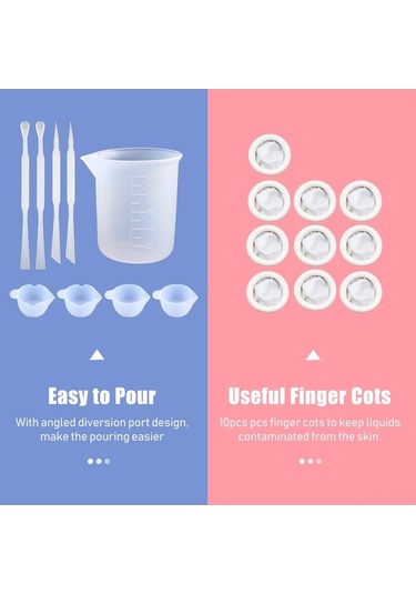 Pazly 39 Parça Dıy Silikon Reçine Ölçüm Kabı Seti 100ml Epoksi Karıştırma Kalıpları Parmak Kılıfları Beyaz Başlangıç Seti Beyaz