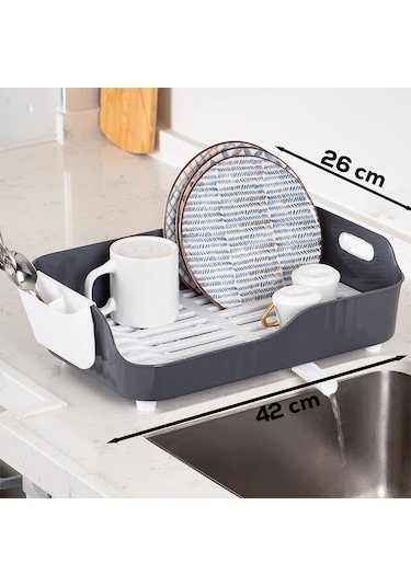 Porsima Akl-060 Gri Lüks Tabaklık Bulaşıklık Su Akıtma Kanallı Gri