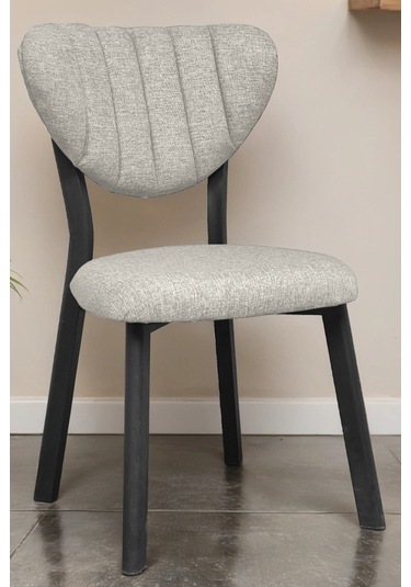 Nemeron Mutfak Masa Sandalyesi Kafe Restoran Yemek Odası Çizgili Yarmalı Sandalye Silinebilir - Krem Krem