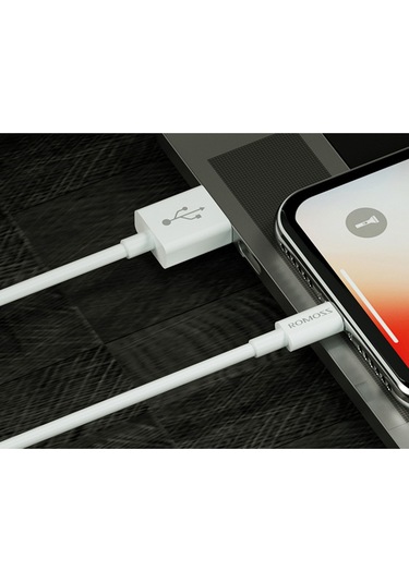 Honmex Romoss Beyaz 1m Lightning Şarj Kablosu - Usb-a Bağlantı, Tpe Malzeme, 2.4a Hızlı Şarj