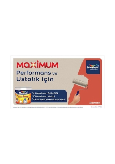 Marshall Maximum Su Bazlı Silinebilir Ipeksi Mat 15 Lt / 20 Kg