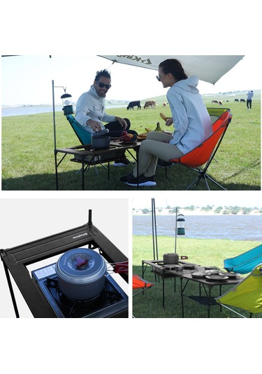 Kingcamp Loes Ultralight Alüminyum Midi Katlanır Kamp Masası Siyah