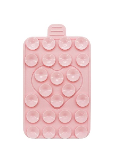 Dayanıklı Vantuzlu Telefon Tutucu Çok Fonksiyonlu Silikon Vantuz Ped Cep Telefonu İçin Pink