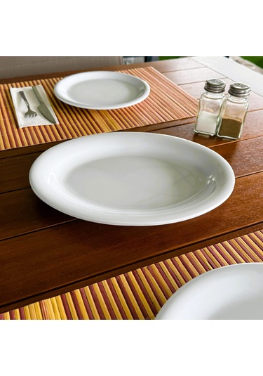 Alezy 628 Göreme Melamin Termostar Arya Kayık Tabak 28 Cm Beyaz