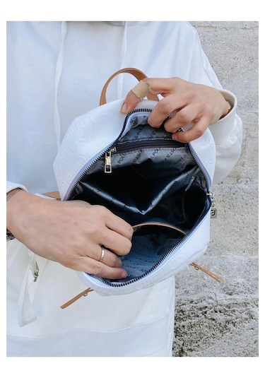 Just Polo Kadın Beyaz Taba Büyük Boy Sırt Çantası